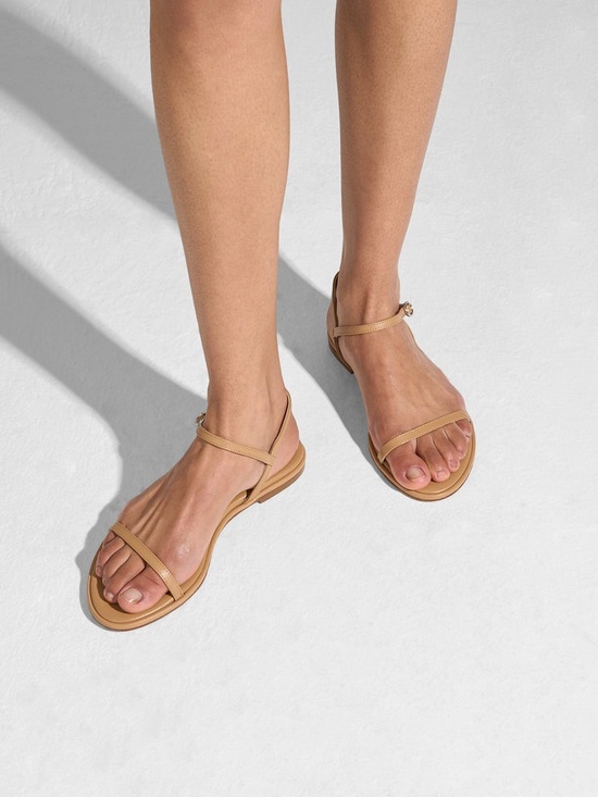 Aeyde Shoes - Aeyde Nette Narrow-Strap Ankle Sandal in Tan (9.5 US size)